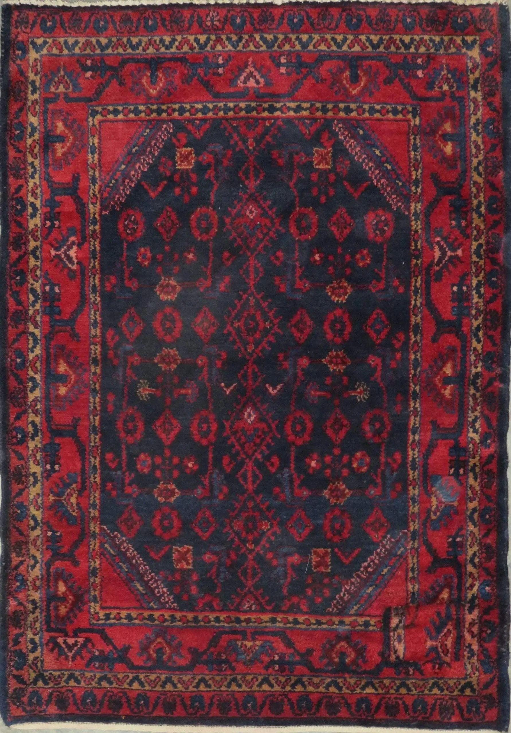 One Of The Kind Hand-Knotted Persian Wool Rug _ Luxurious Vintage Design, 5'1" x 3'5", Artisan Crafted
